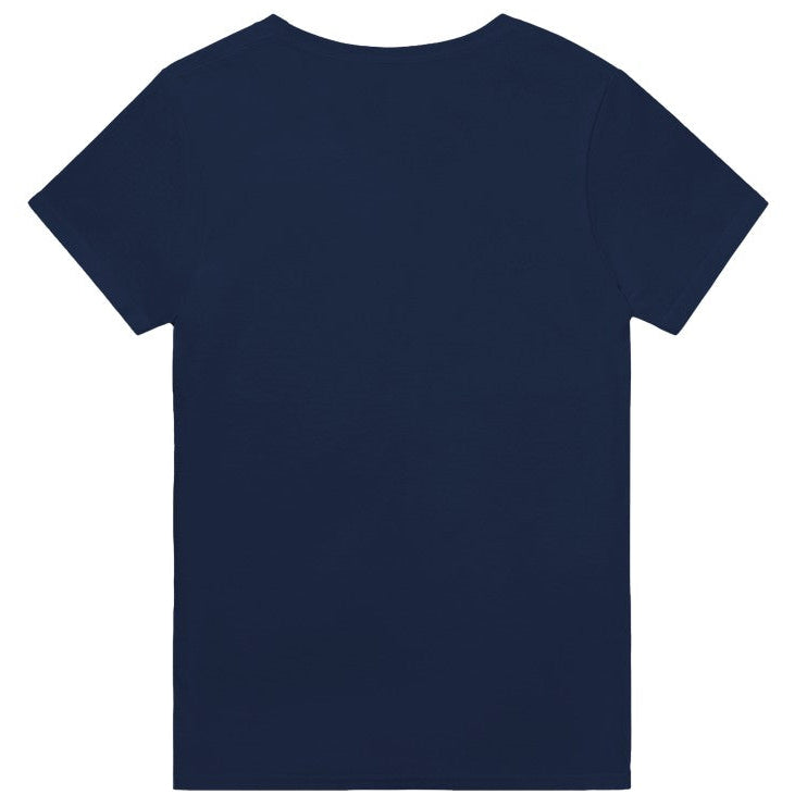 Navy blue t-shirt on a white background