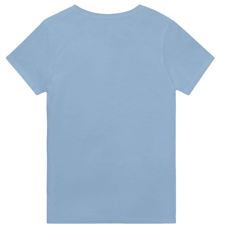 Plain light blue t-shirt on a white background
